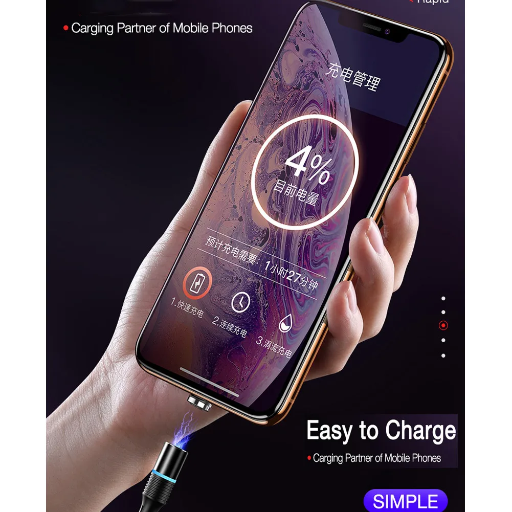 Магнитный кабель передачи данных Micro USB Type C быстрая зарядка для Samsung Huawei P30 Pro Android