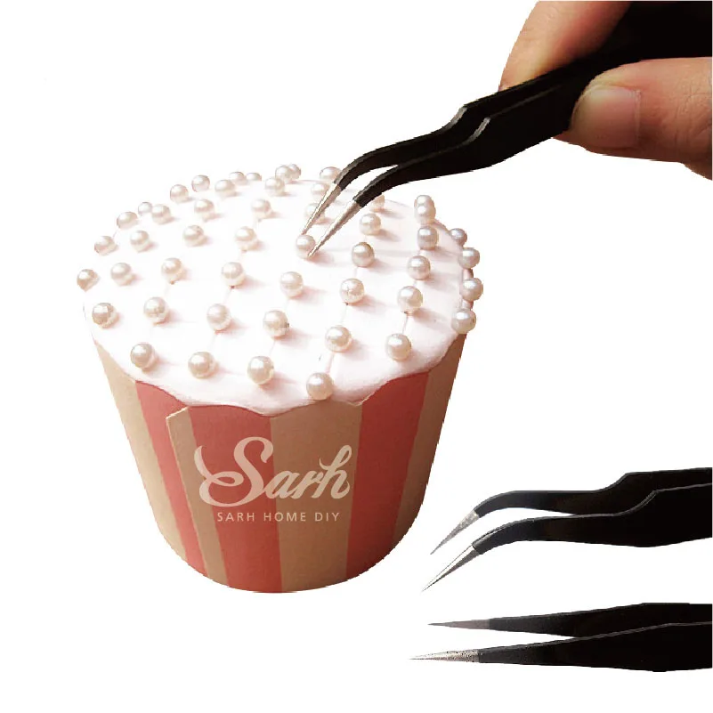 

2Pcs/Set Anti-static Elbow and Straight Stainless Steel Tweezers Cake Mold Sugarcraft Tool for Kicthen Bakeware Decoration