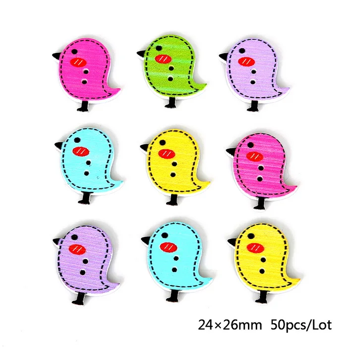 24x26mm Новые 50 шт. 2 отверстия смешанные Бабочки птица Стрекоза деревянные пуговицы для шитья Скрапбукинг DIY Рождественский подарок - Цвет: 24x26mm
