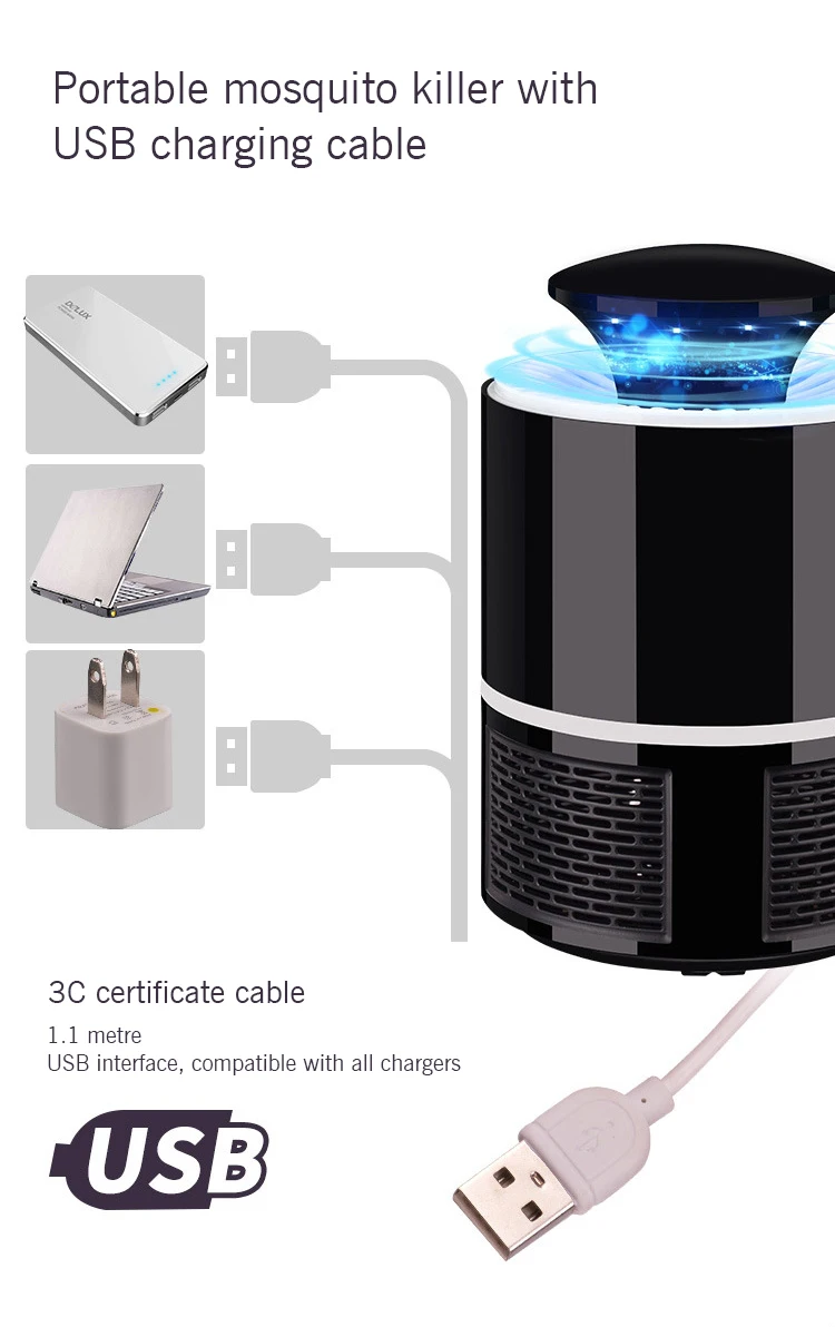 Mosquito killer USB Электрический комаров killer лампа Фотокатализ немой домашний светодиодный жучок ловушка для насекомых Zapper ловушка без излучения