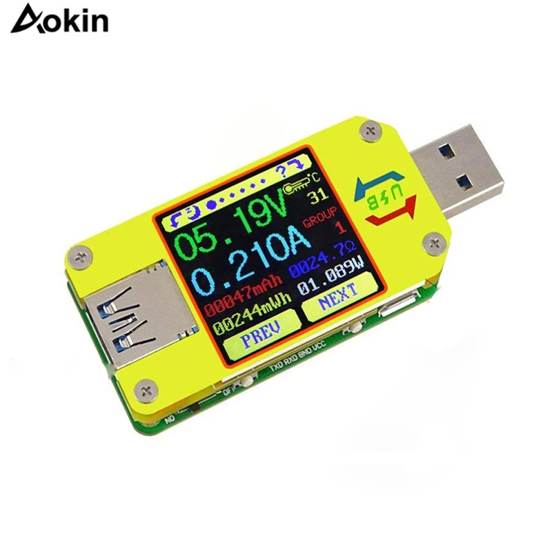 

UM34 UM34C for APP USB 3.0 Type-C DC Voltmeter ammeter voltage current meter battery charge measure cable resistance Tester