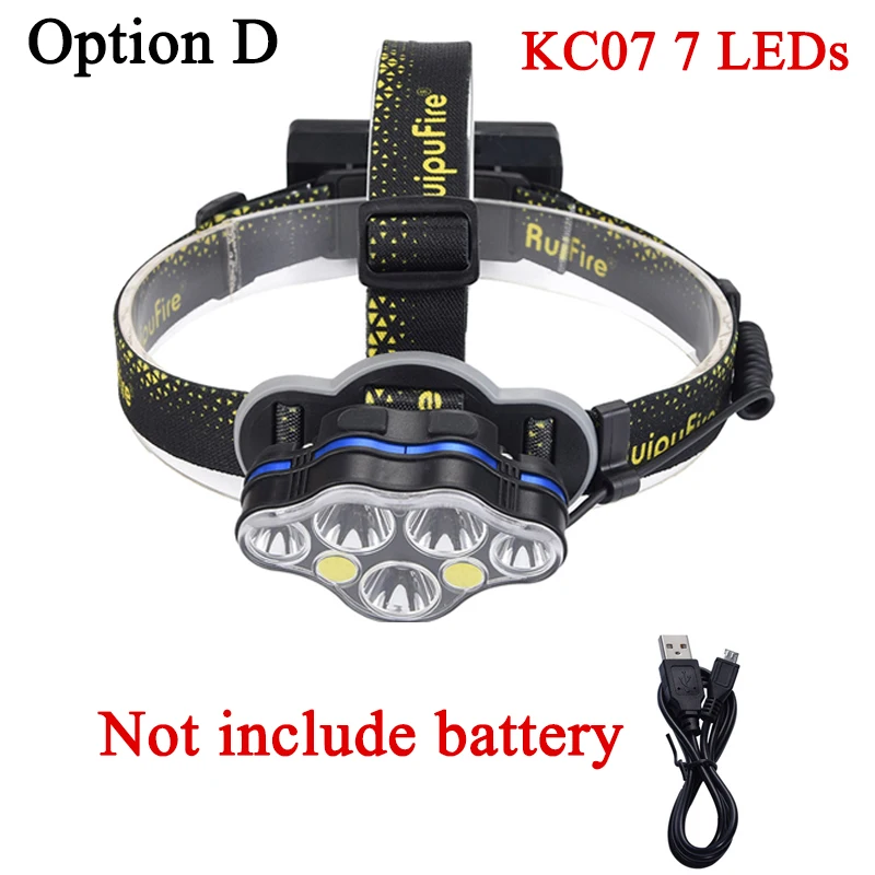 Option D KC07 Z20 Litwod фар KC08 8 светодиодные фары 2* T6+ 4* Q5+ 2* COB высокой мощности налобный фонарь Регулируемый фонарик переднего света Фонарь для кемпинга - Испускаемый цвет: Option D KC07