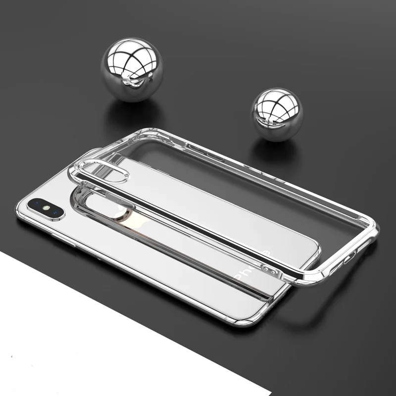 Shockproof Clear TPU Case For iPhone 11 Pro Max 11 Pro 11 Luxury Plated Airbag Anti-Knock Case For iPhone XS Max XR XS 7 8 Plus - Цвет: Silver