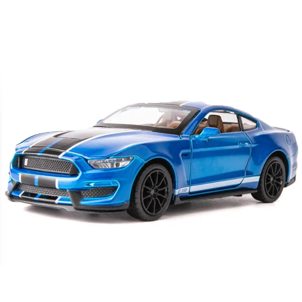 Mustang GT500 модель автомобиля из 1:32 сплава звук и светильник обратно к мощности модели автомобилей Детские игрушки Подарки Игрушки для детей - Цвет: Blue