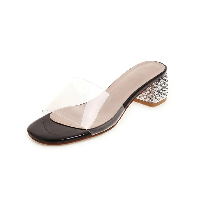 black transparent ASUMER/Большие размеры 32-43; новые модные женские шлепанцы; летняя обувь для улицы; женская обувь без застежки с открытым носком; Прямая поставка - Цвет: black transparent