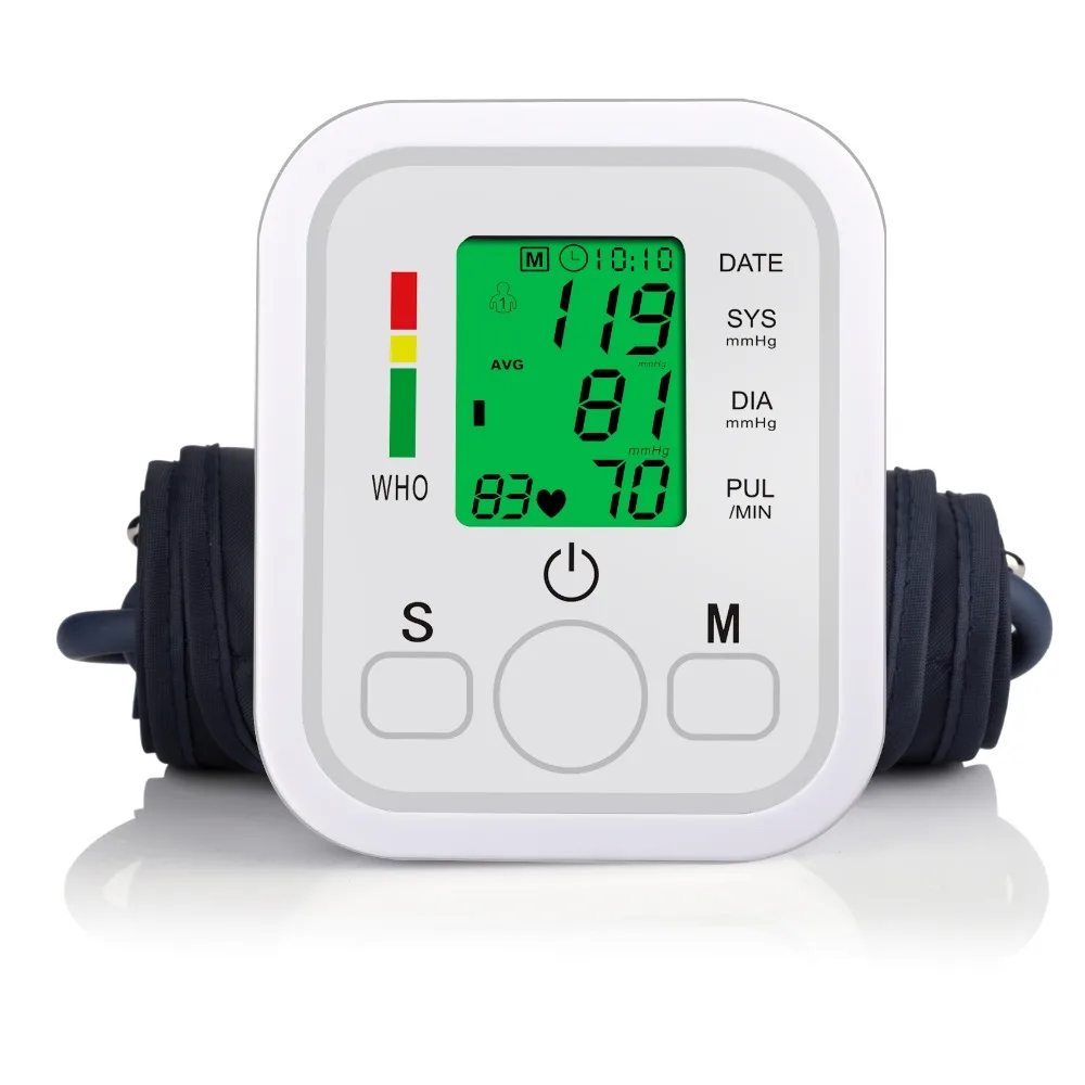 3 colors backlight voice Automatic Digital Arm Blood Pressure Monitor Sphygmomanometer Pressure Tonometer for Measuring Arterial