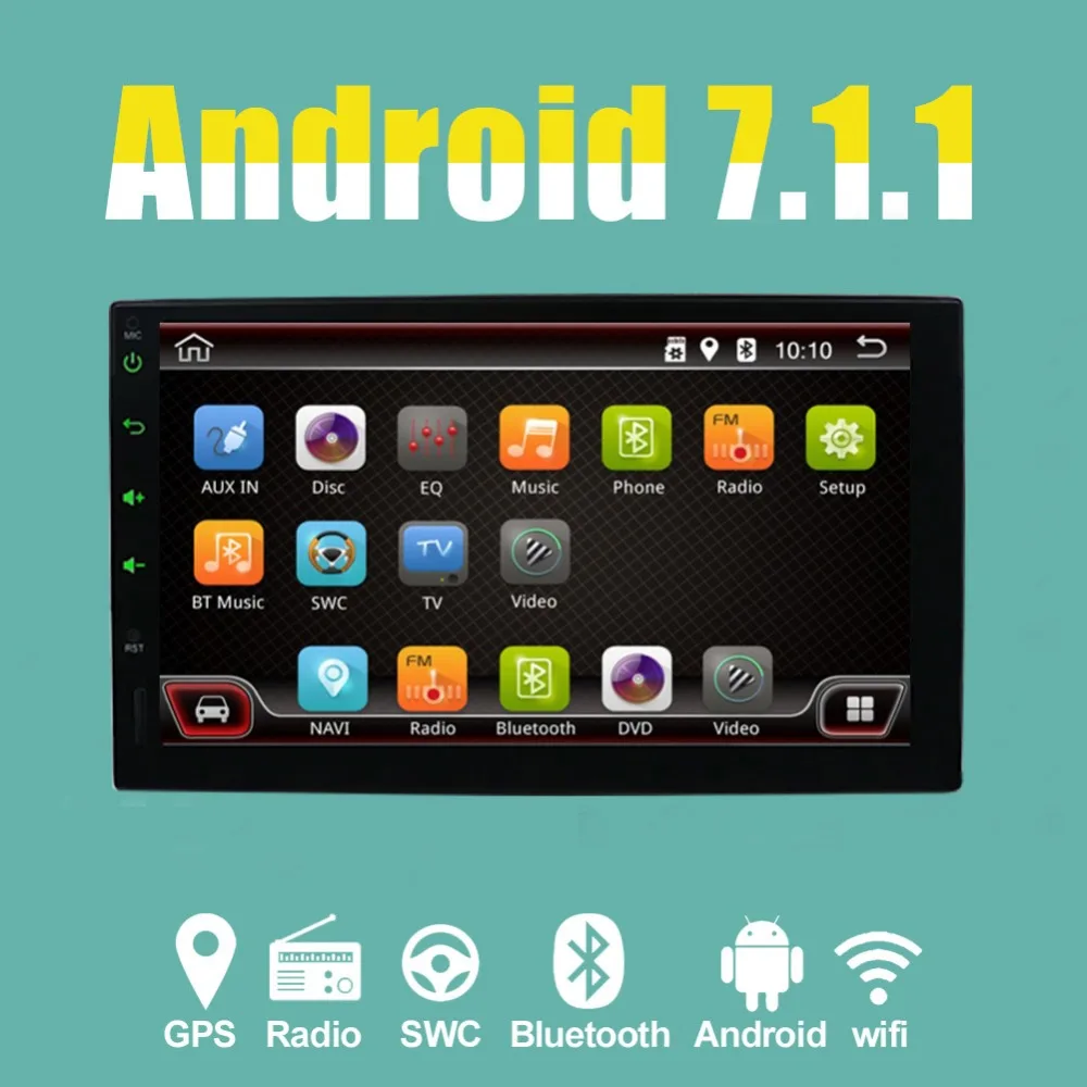 2 Din Car Radio Android 7.1 Universal GPS Navigation Bluetooth Touch screen Wifi Audio Stereo FM USB Multimedia Map | Автомобили и