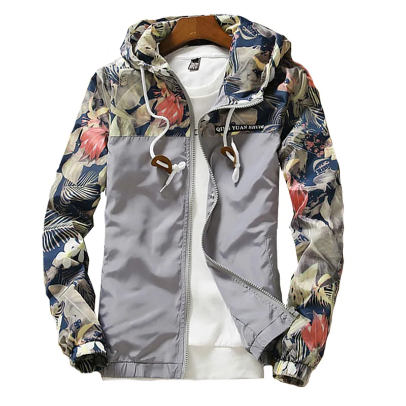 Мужской кардиган с цветочным принтом черный синий серый белый зеленый|jacket coat