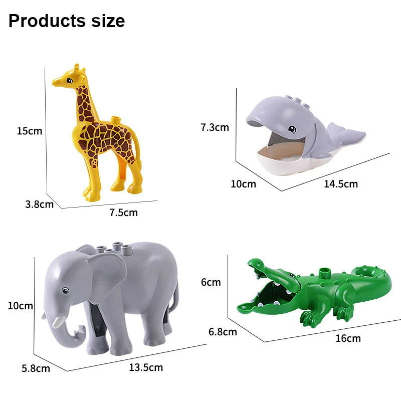 Queeox модель животных строительные блоки большие слон лев лошадь Тигр детские