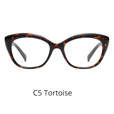 C5 Tortoise Ralferty оправа для оптических очков женские винтажные очки кошачий глаз прозрачные оправа с линзами при миопии красный F95154 - Цвет оправы: C5 Tortoise