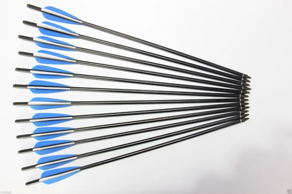 

12 шт Горячая Распродажа carbon Arrow 17 "для арбалета, охоты, стрельбы из лука, синий и белый