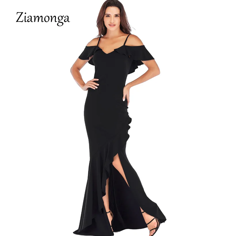 Vestidos длина до пола оборки раздельное платье 2018 Новое сексуальное длинное макси
