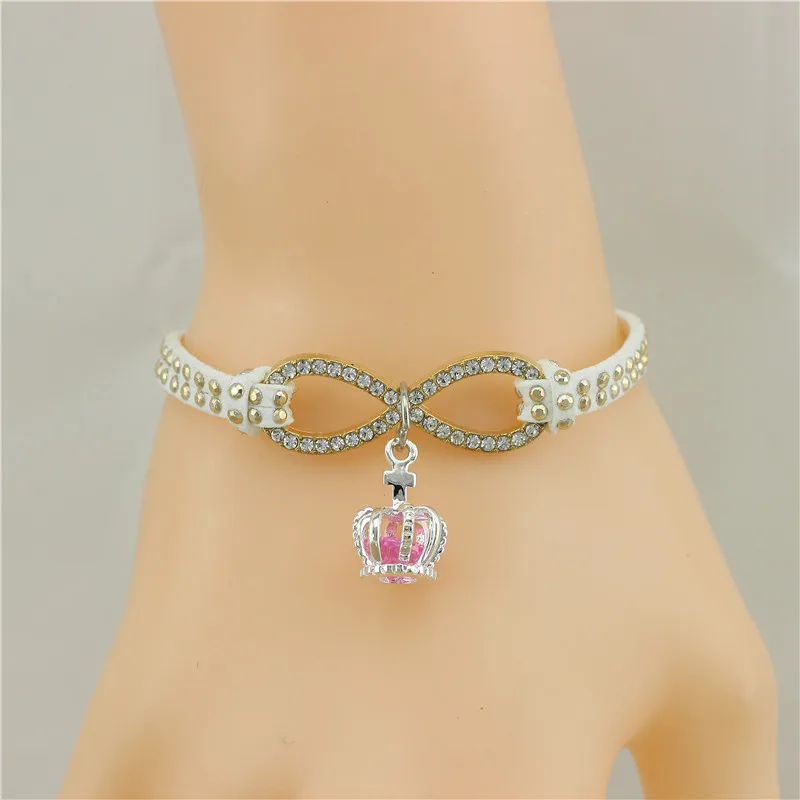 2 цвета розовая Корона Кулон Бесконечность браслет для женщин модные ювелирные