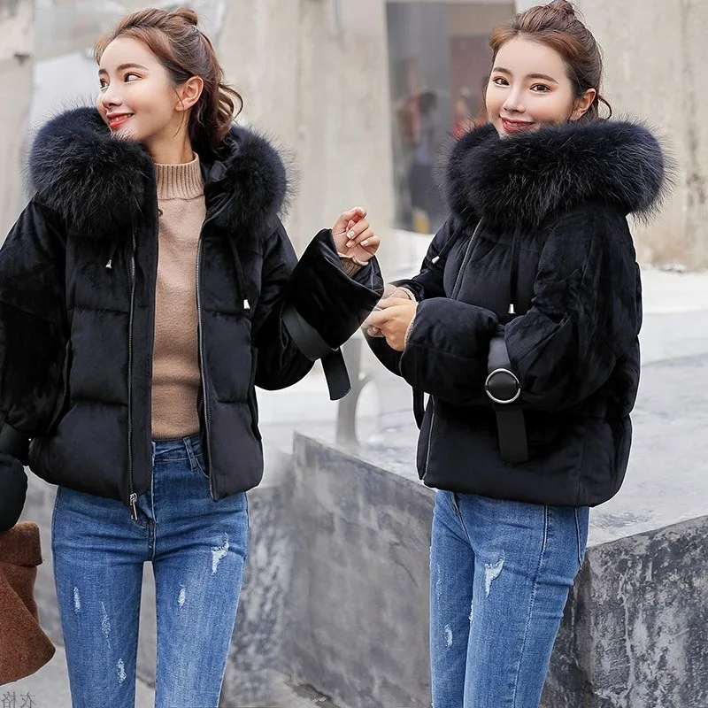 Новые зимние Для женщин Jaket модные теплые с длинными рукавами меховой воротник