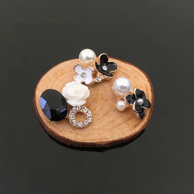 Новое поступление 50 шт Позолоченные эмалевые акриловые цветочные украшения из