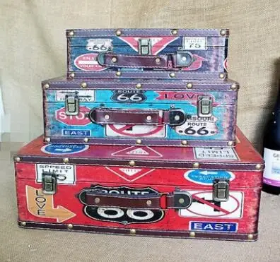 Британский винтажный кожаный ящик новый цветной чемодан с деревянным чемоданом