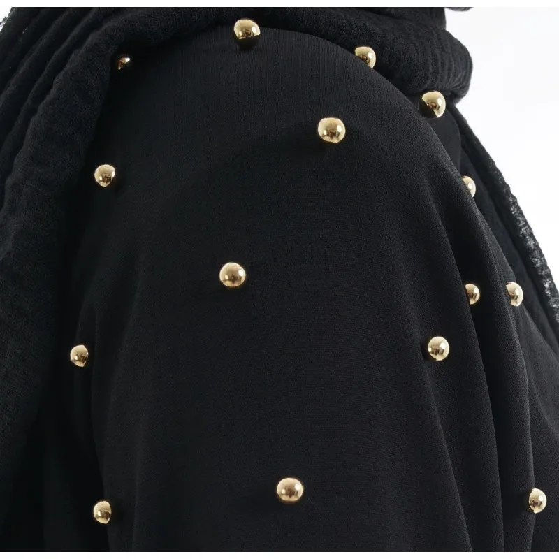 Элегантное мусульманское длинное черное платье мусульманской расцветки с