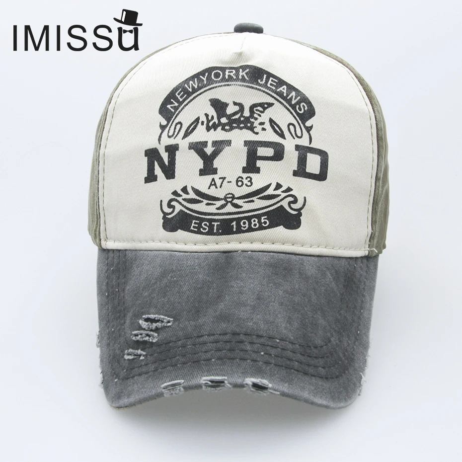 IMISSU Папа Hat Бейсболка Регулируемая Повседневная Мужская NYPD Крышки Хип Хоп Snapback