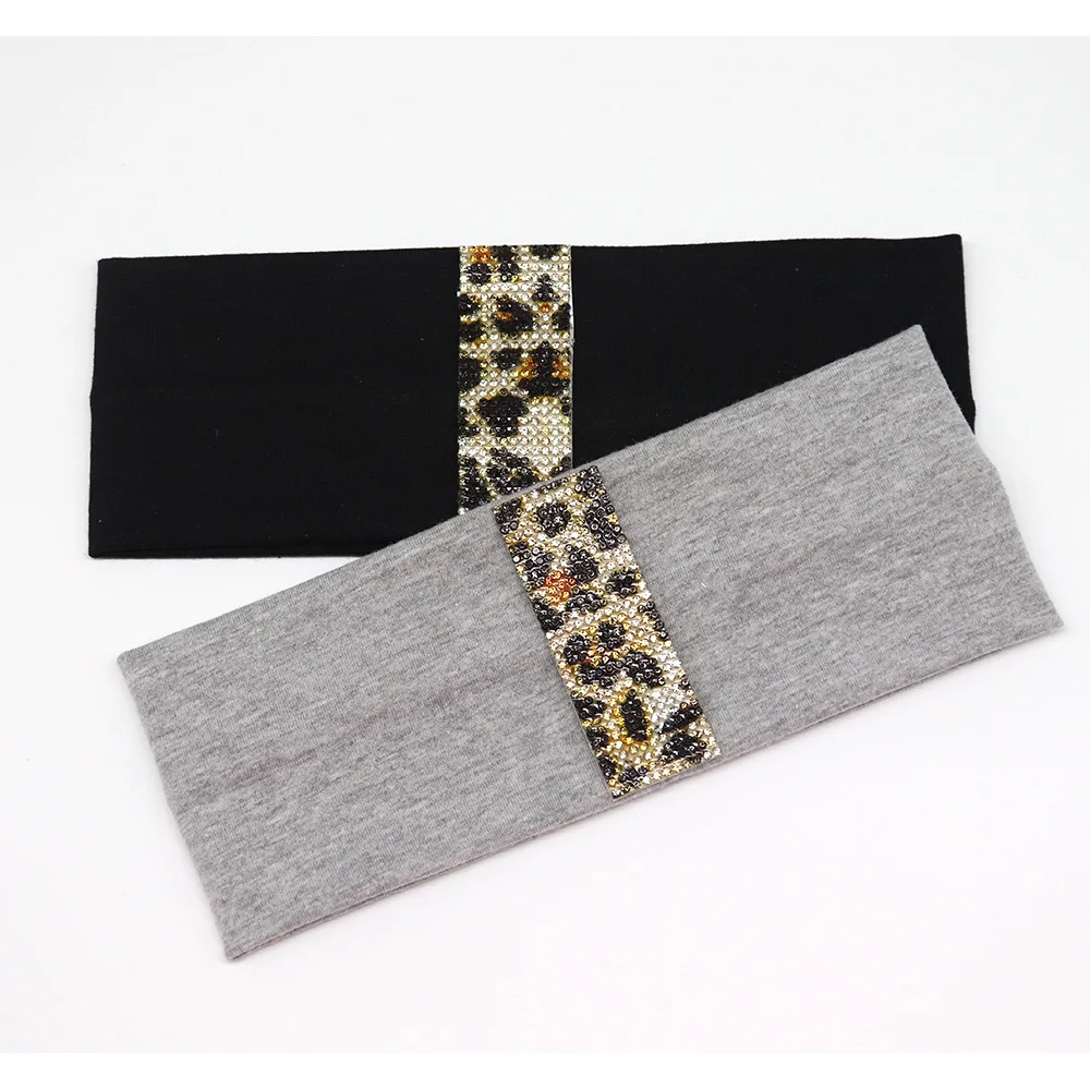 Летняя женская повязка на голову с украшением в виде кристаллов Леопард Стразы