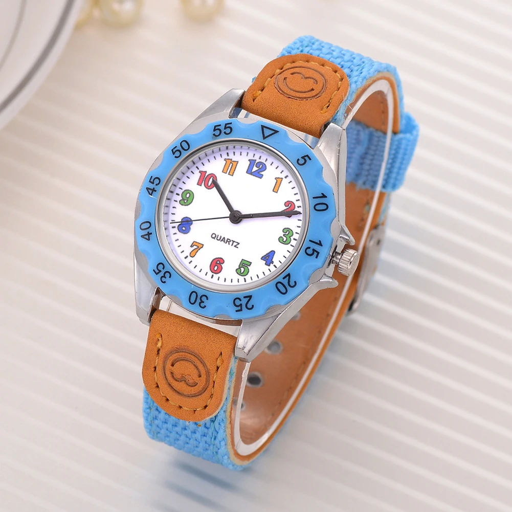 Relojes модные детские наручные часы с арабскими цифрами и нейлоновым ремешком, аналоговые кварцевые часы reloj, Детские часы с круглым циферблатом, прочные