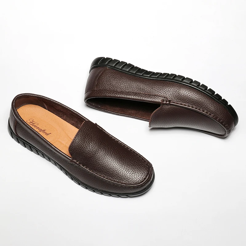 Мужские лоферы из натуральной кожи с натуральным лицевым покрытием мужские на