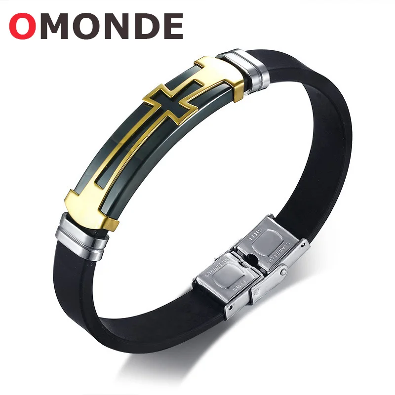 Новый дизайн мужские модные ювелирные изделия черные силиконовые браслеты