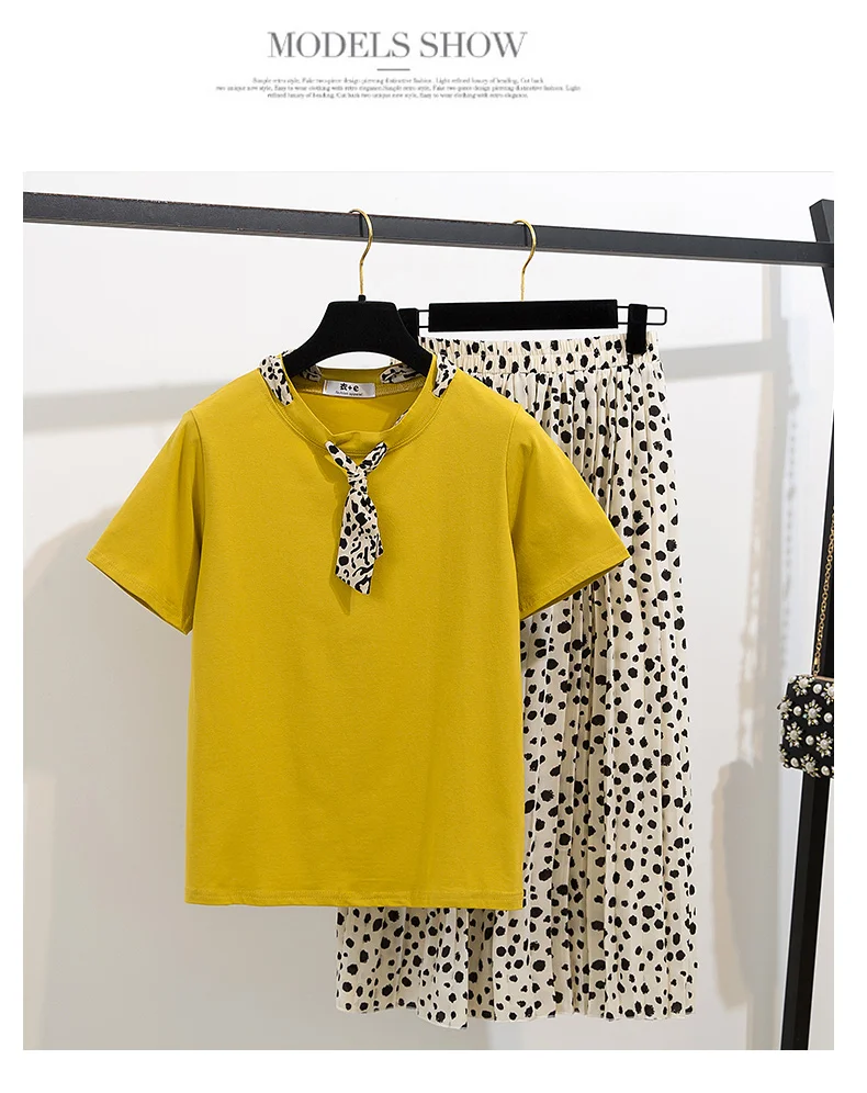 Женская модная футболка Топы + длинная юбка комплекты из 2 предметов Conjunto Feminino 2019