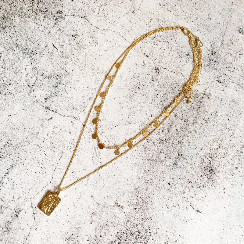 Coco &amp willow dainty круглая подвеска 2 многослойное ожерелье набор для женщин двойная