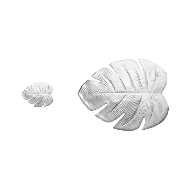 Sliver 2Pcs New Brand Fake Palm Leaves Table Placemat Cup Coaster Tea Table Mat Hawaii Wedding Table Decoration Summer Party Insulated Pad - Цвет: Sliver 2Pcs