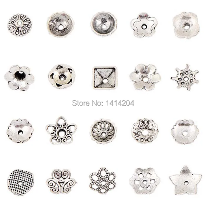 100 шт колпачок бисер цветок Torus антикварные серебряные бусины вставки из сплава