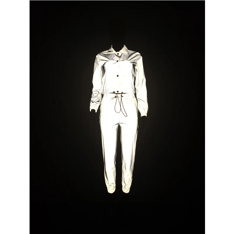 Новейший стиль 2019 отражающая ветровка Модный женский комплект из двух предметов