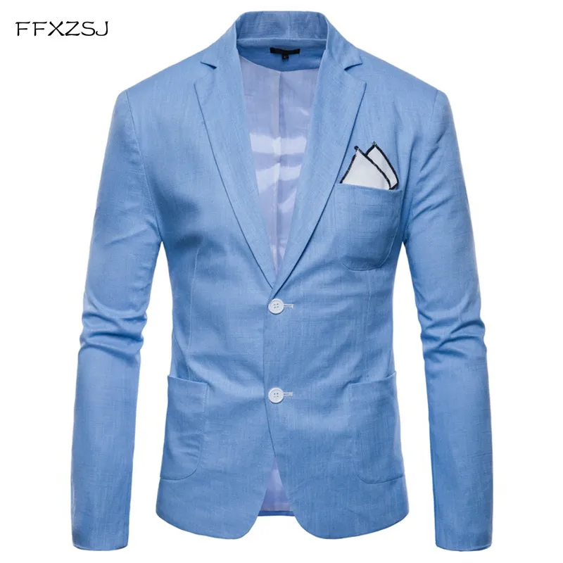 FFXZSJ мужские 2018 льняная дышащая однобортный пиджак Slim Fit мужской костюм пальто