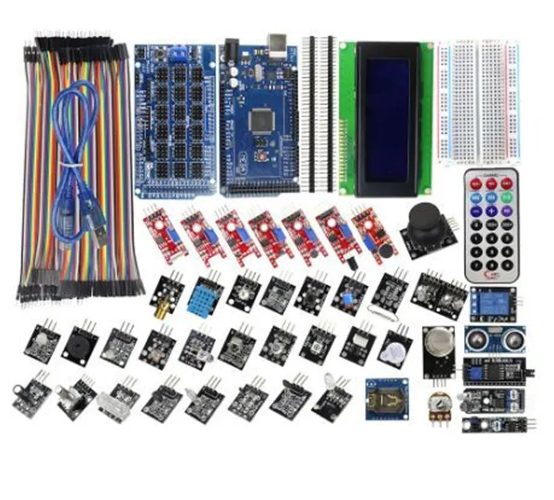 Мега 2560 R3 Starter Kit с 40 Сенсор модуль Serial I2C 20*4 ЖК дисплей Дисплей газа детектор звука