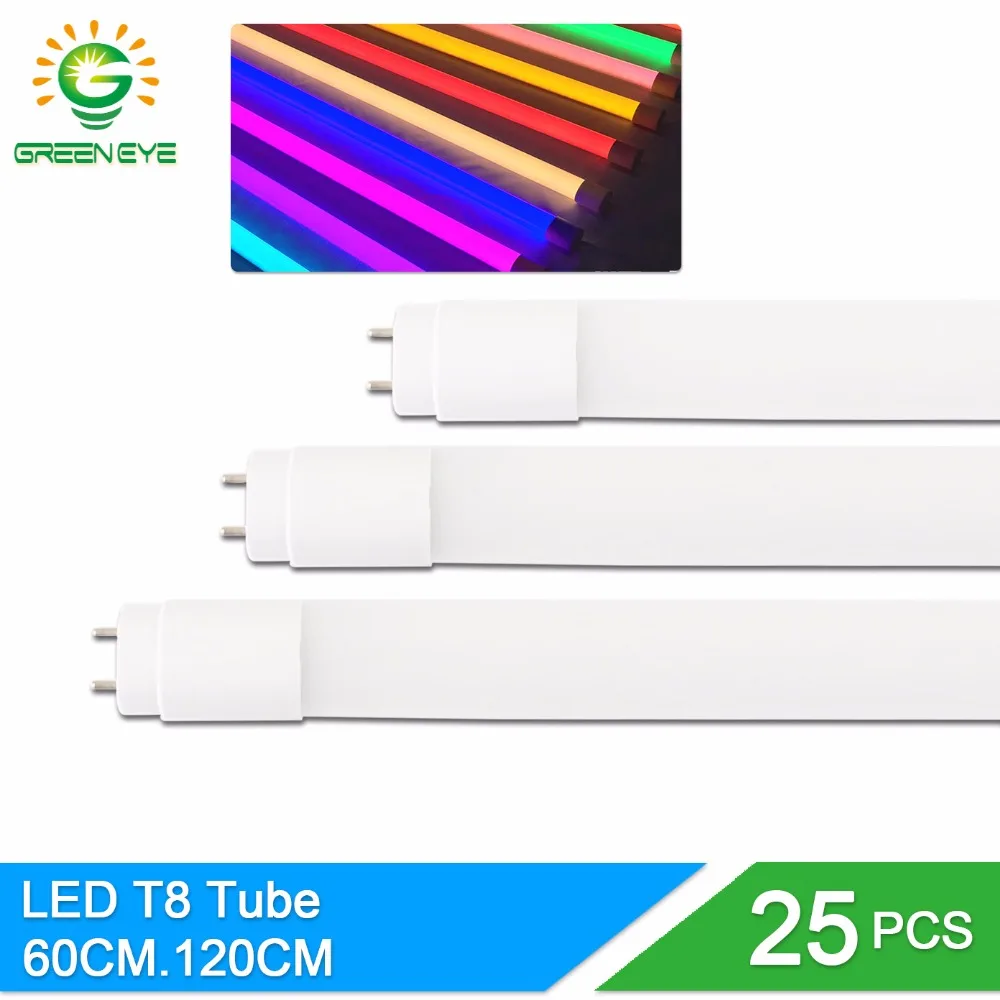GreenEye 25 шт. Бесплатная доставка 2 фута 4 ультра яркая светодиодная трубка без