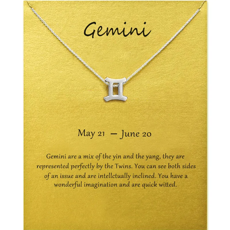 Модное ожерелье с подвеской Gemini для женщин сделайте открытку 12 созвездиями