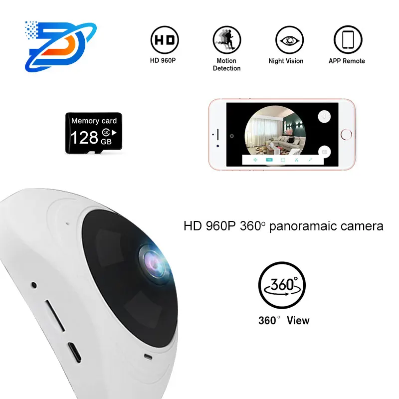 HD 960P 3D Беспроводная IP камера 360 градусов полный обзор сети домашней безопасности