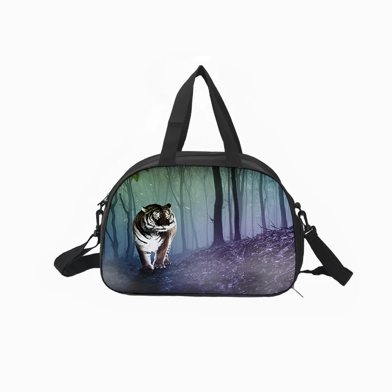 

Customized canvas travel multi-function fitness bag printing animal tiger waterproof large capacity luggage bag day touring
