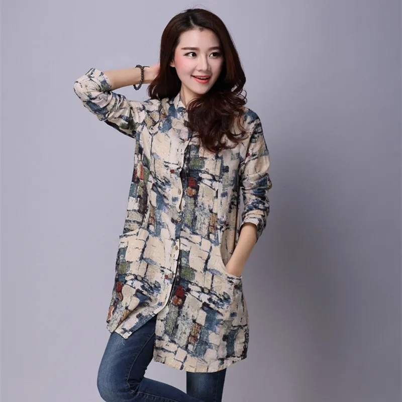 Женские топы осенняя мода 2017 длинная рубашка брендовая Новая блузка с длинным