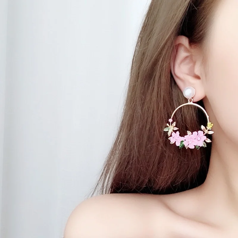 Модные элегантные серьги-подвески с большим цветком для женщин ювелирные