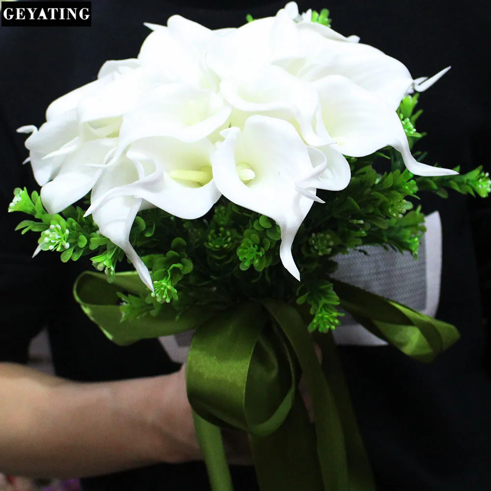 Real Images Artificial Calla Flower Wedding Bouquet Beautiful Accessories Bridal with Ribbon | Свадьбы и торжества