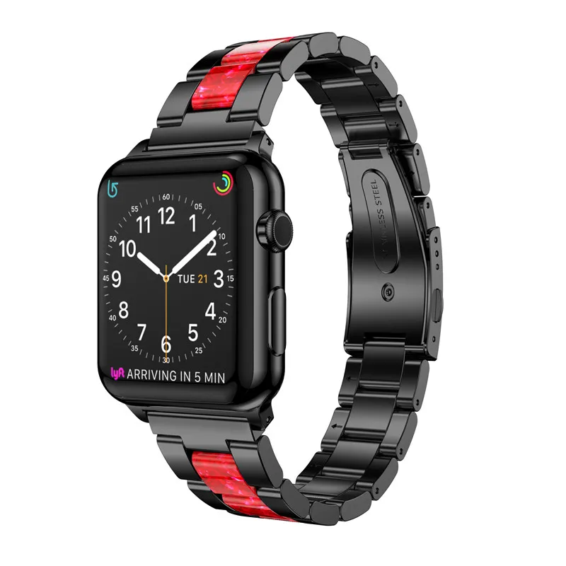 Модные мужские Correas для Apple Watch Band 1 2 3 4 цветной драгоценный камень из нержавеющей