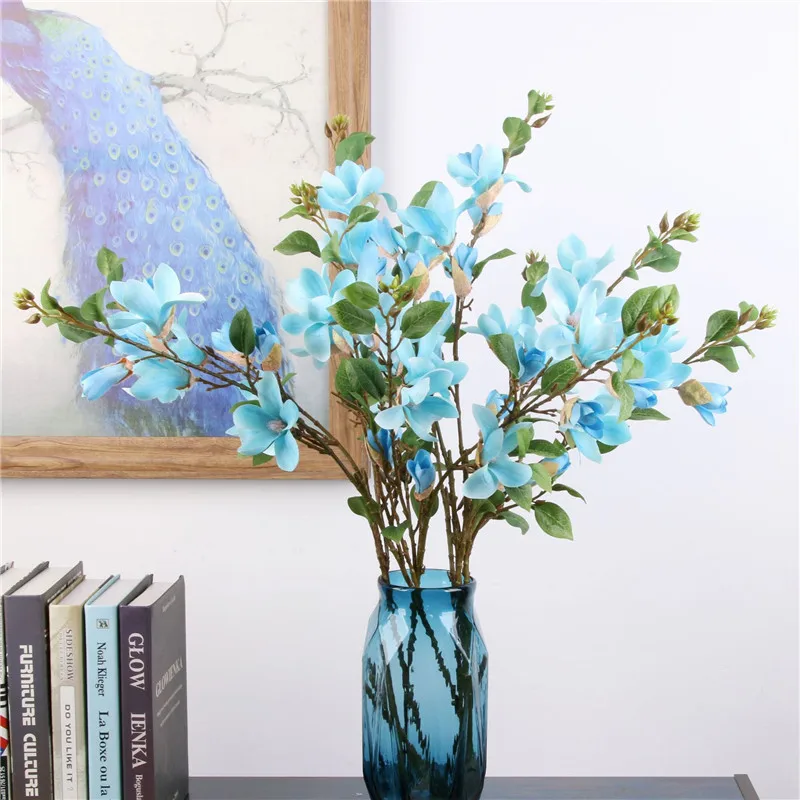 Изысканные искусственные стебли цветов длиной 90 см цветок магнолии украшен для