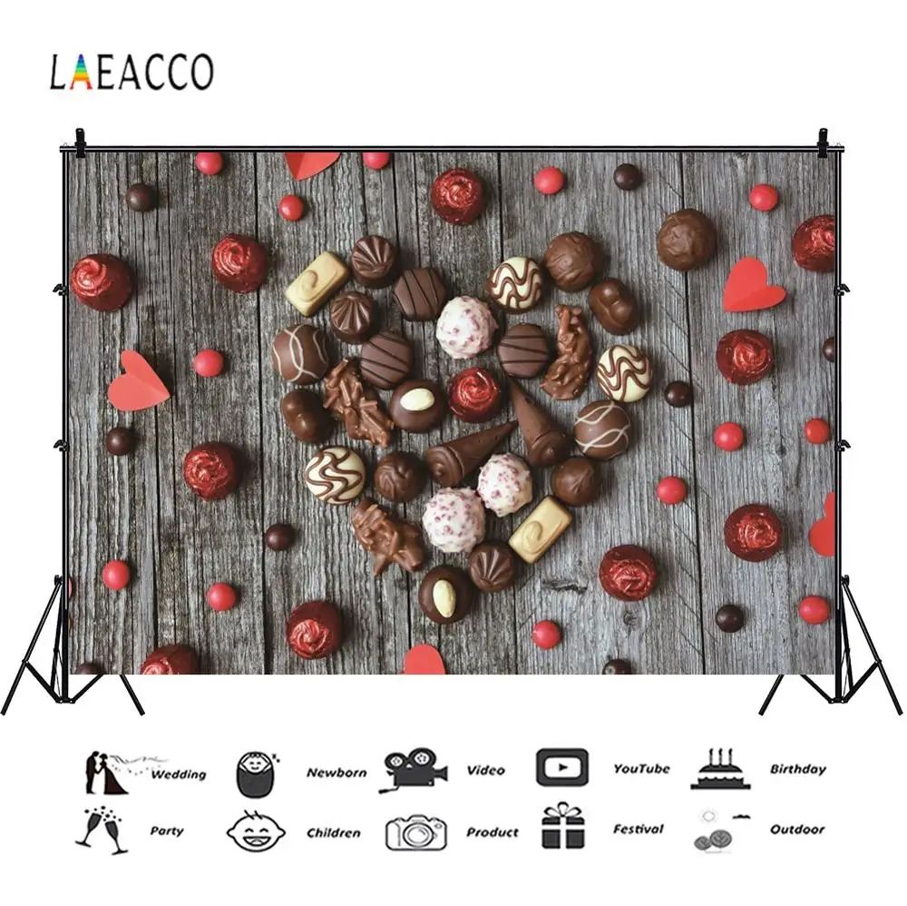 Фоны для фотосъемки Laeacco с деревянной доской шоколадные конфеты сердце десерт