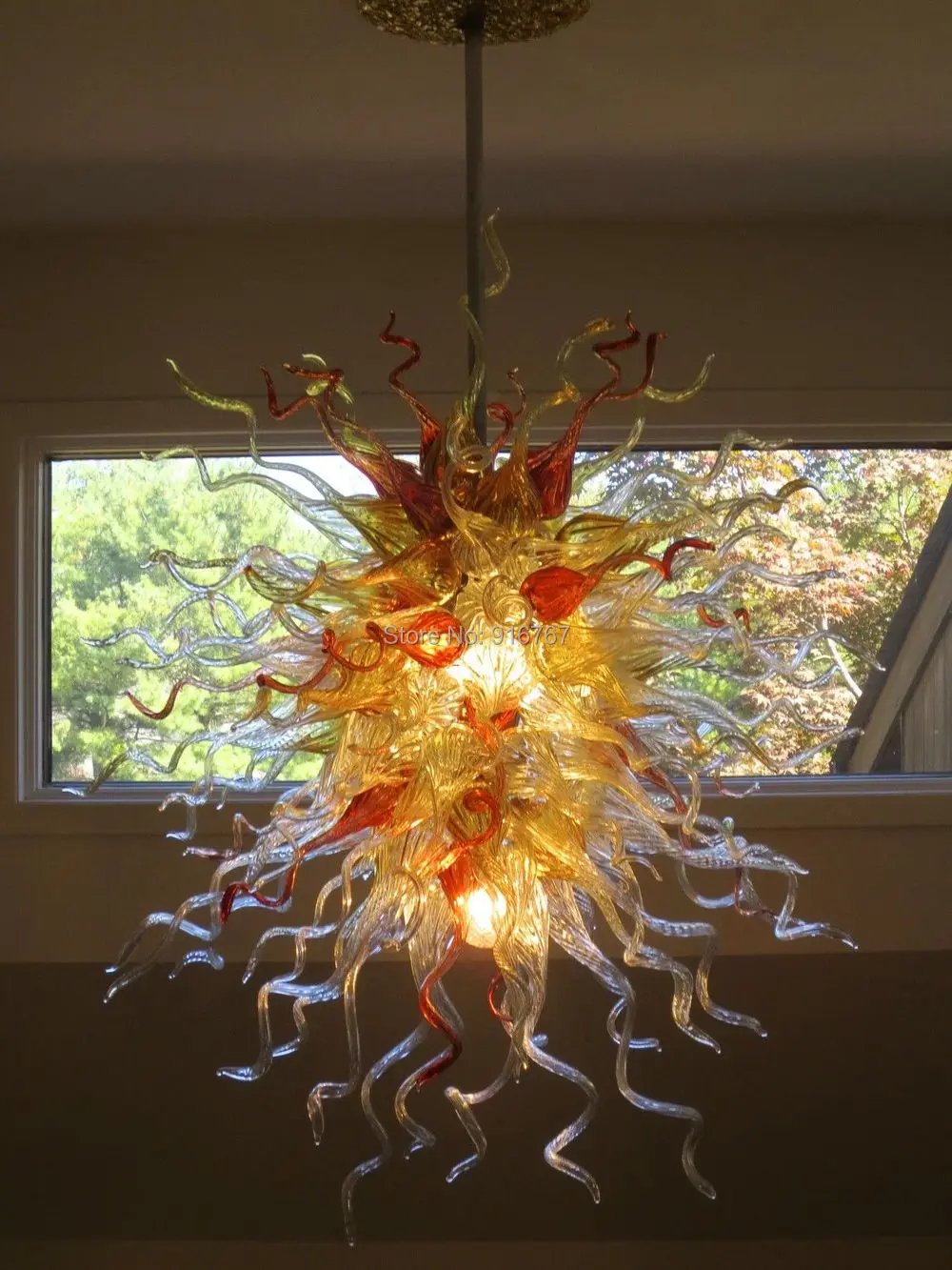 

Free Shipping UL/CE LED Bulb Borosilicate Murano Glass Dale Chihuly Art High Ceiling Lamp Hallway Stair Chandelier