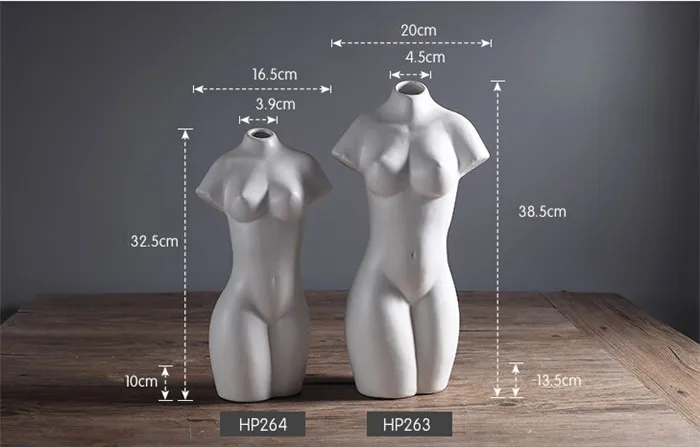 Креативная декоративная керамическая ваза Женская в форме тела белая Обнаженная