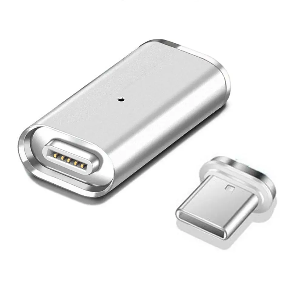 Быстрая Беспроводная зарядка Магнитная Тип usb C кабель для Тип-C Магнитный адаптер для Macbook samsung s8 s9 Plus чехлы для айфонов 5 5, 6 комплектов/партия, магнит USB-C разъем - Цвет: Серебристый