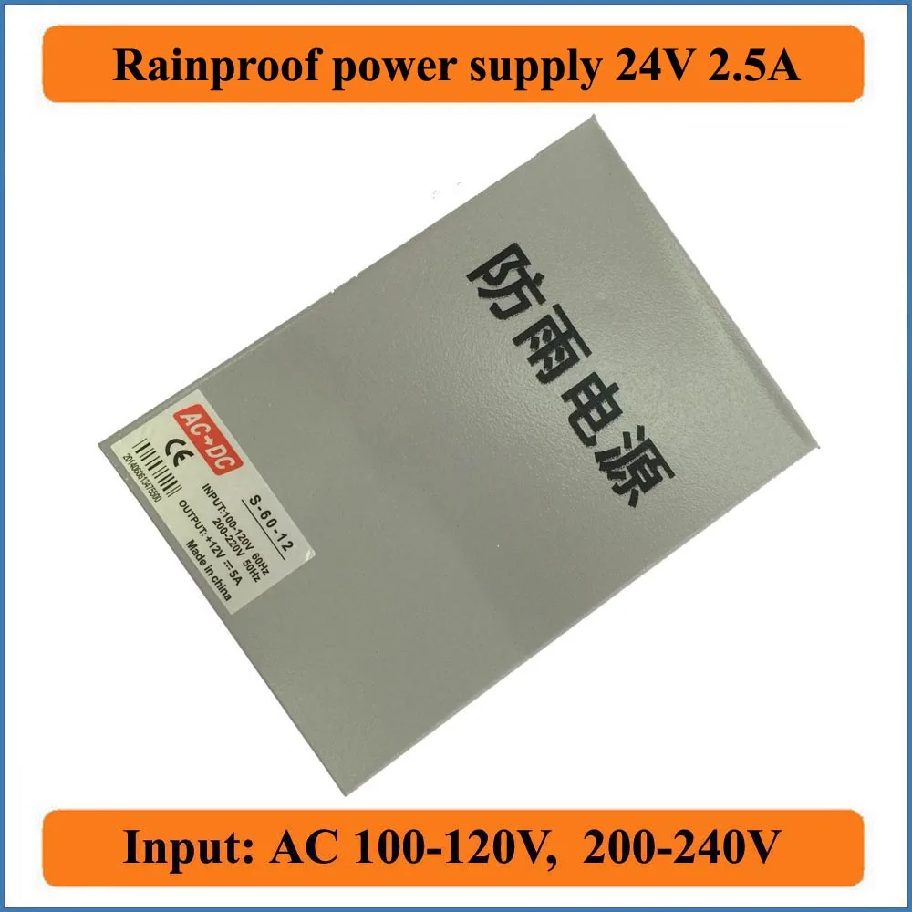 Надежный непромокаемый Переключатель Блок питания 60 Вт 24 в 2 5 А металлический