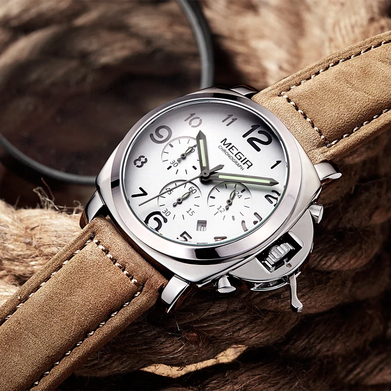 Часы MEGIR мужские спортивные кварцевые водонепроницаемые с подсветкой из