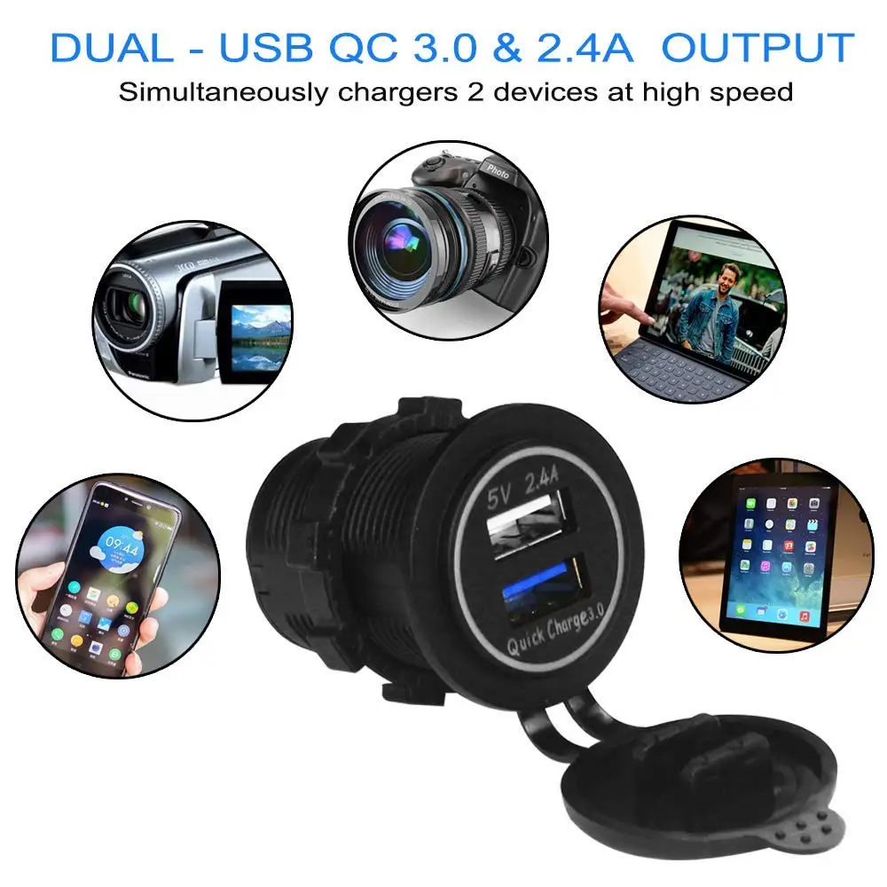 Розетка зарядная с двумя USB портами 12 24 В 3 0 А|Зажигалка| |