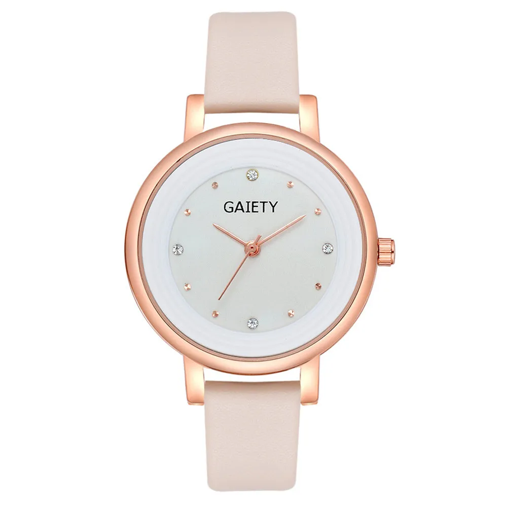 Женские наручные часы с ремешком из искусственной кожи аналоговые кварцевые